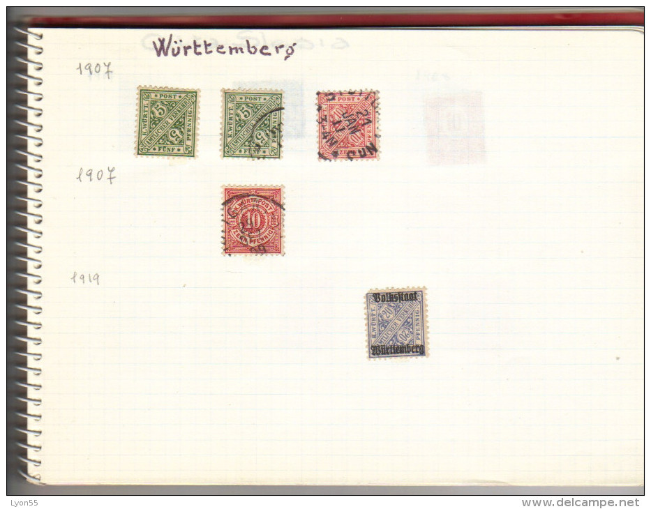 Lot De Timbres Sur Charnières Württemberg 1907 à 1919 (Satz Von Briefmarken Mit Scharnier ; Württemberg) - Autres & Non Classés