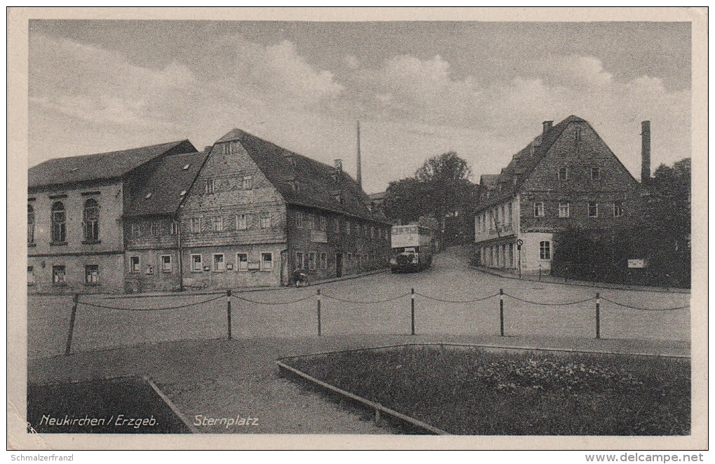 AK Neukirchen Stempel Erzgebirge Sternplatz Gasthof Goldenen Stern Bus Bei Chemnitz Klaffenbach Jahnsdorf Pfaffenhain - Erlbach-Kirchberg