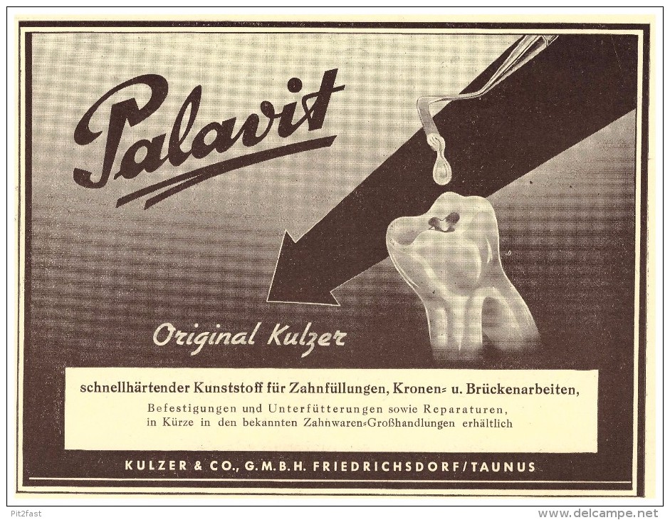 Original Werbung - 1951 - PALAVIT - Kronen , Kulzer & Co In Friedrichsdorf / Taunus ,Zahnarzt , Stomatologe , Dental !!! - Friedrichsdorf