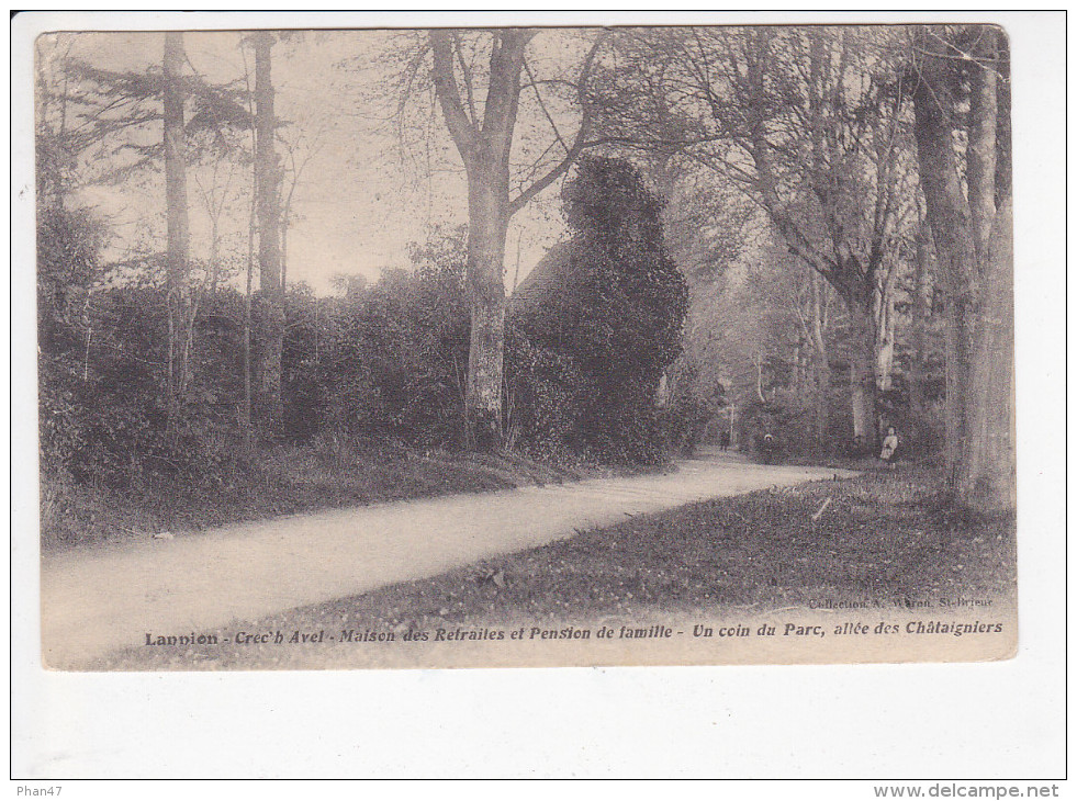 LANNION  (Côtes D´Armor-22), Crec´b Avel, Maison Des Retraites Et Pension De Famille, Parc, Allée Des Châtaigniers, 1913 - Lannion