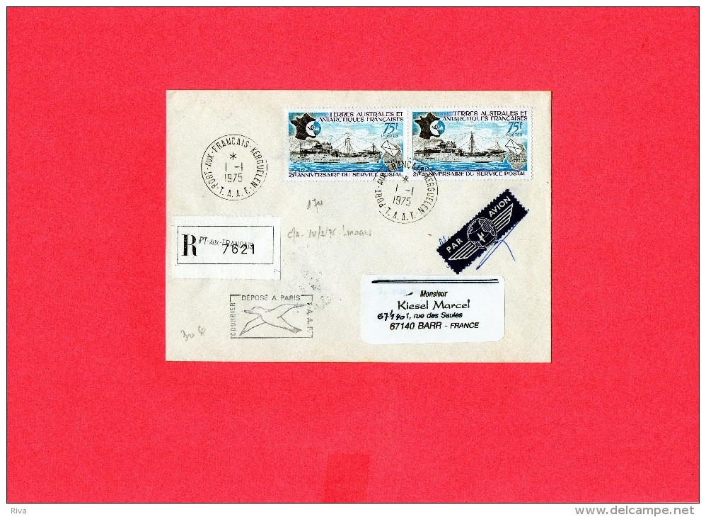 Pli  Recommande Avec 2 Valeurs Du N° 57 En 1° Jour Du 1/1/1975  (( 25° Anniversaire Du Service Postal )) - FDC