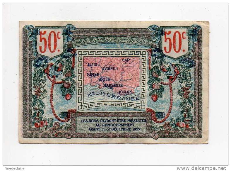 Billet Chambre De Commerce Région Provençale - 50 Cts - Série R - 42 - Remb. 31 Décembre 1922 - Filigrane Abeilles - Chambre De Commerce