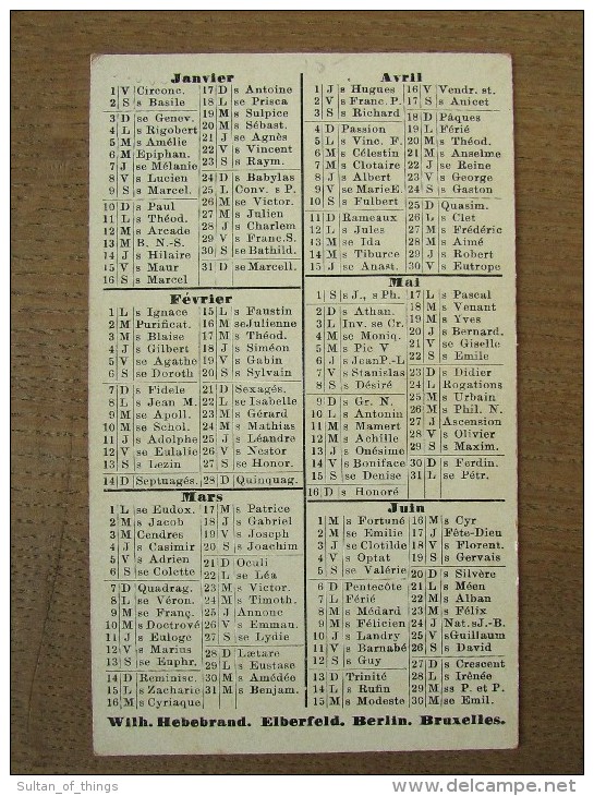 Kalender Calendrier 1886 Mephisto Crême 232 Wilh Hebebrand Elberfeld Berlin Bruxelles Margarethe - Tamaño Pequeño : ...-1900