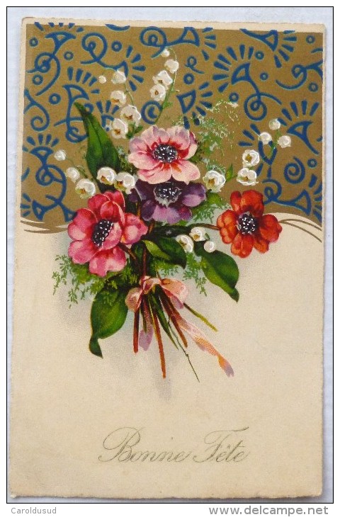 Cpa LOT 3X Litho Art Nouveau Illustrateur KLEIN IMPORT A.R. THEME Bouquet ANEMONE Anemones VOIR DETAILS - Verzamelingen & Kavels