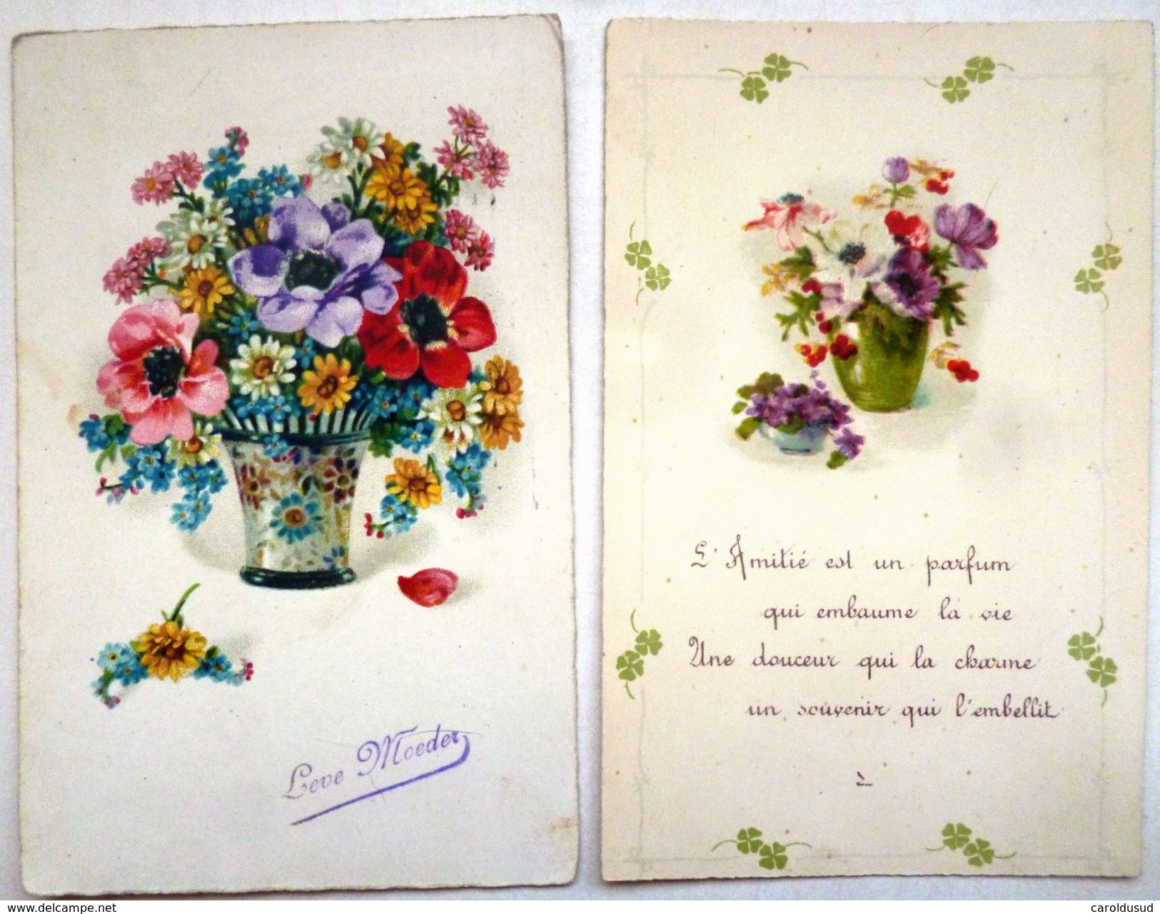 Cpa LOT 3X Litho Art Nouveau Illustrateur KLEIN IMPORT A.R. THEME Bouquet ANEMONE Anemones VOIR DETAILS - Colecciones Y Lotes