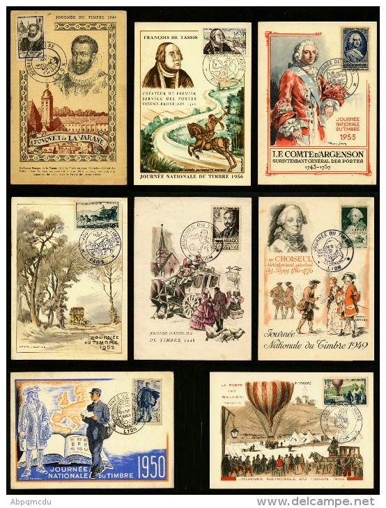 FRANCE - LOT DE 8 CARTES MAXIMUM JOURNEE DU TIMBRE - Collections, Lots & Series