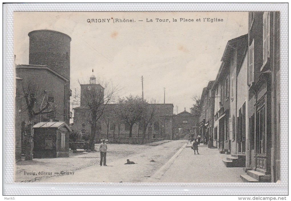 GRIGNY - La Tour, La Place Et L´église - Grigny