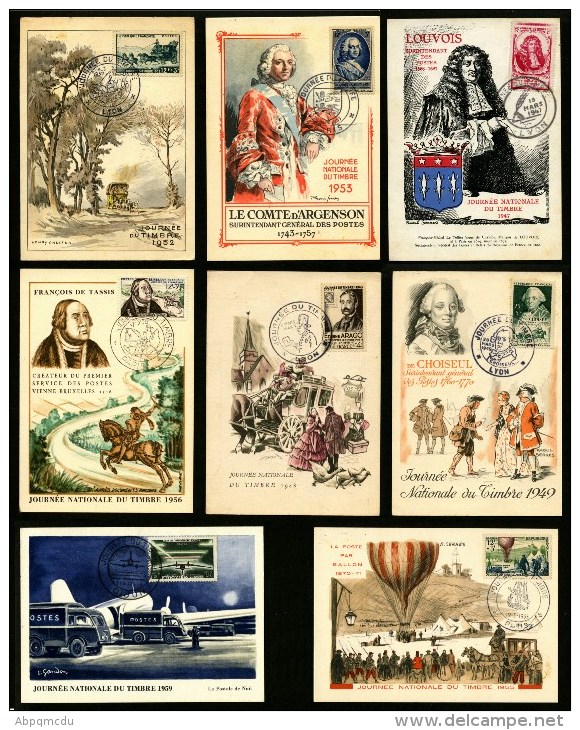 FRANCE - LOT DE 8 CARTES MAXIMUM JOURNEE DU TIMBRE - Verzamelingen & Reeksen