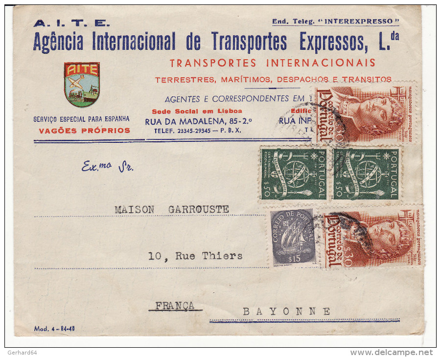 Enveloppe Portugal Pour La France (Bayonne) (Belle Entête Commerciale) (Lot LE 14) - 1877-1920: Periodo Semi Moderno