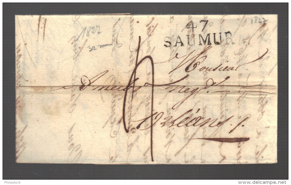 FRANCE 1847 Marque Postale Taxée De Saumur - 1801-1848: Précurseurs XIX