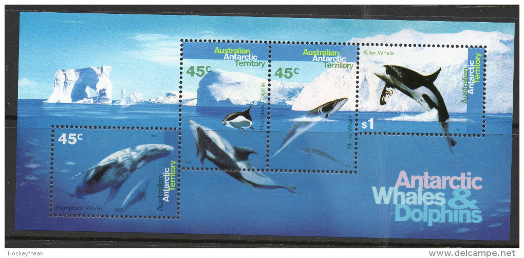 Australian Antarctic Territory 1995 - Whales & Dolphins Miniature Sheet MS112 MNH Cat £8 SG2015 - Unused Stamps