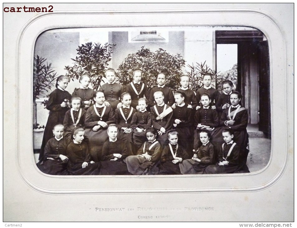 GRANDE PHOTOGRAPHIE 1876 : CORENC PENSIONNAT DES RELIGIEUSES DE LA PROVIDENCE JEUNES FILLES EUGENIE MONTAGNE ISERE 38 - Autres & Non Classés