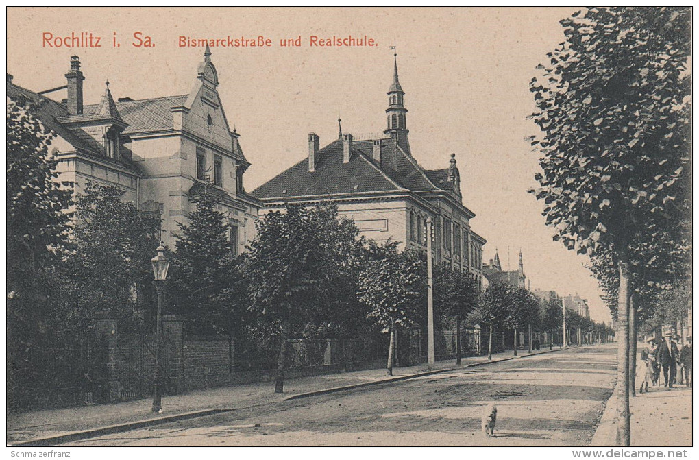 AK Bismarckstrasse Rochlitz Realschule Schule Leute Hund Bei Wechselburg Nossnitz Biesern Burgstädt Waldheim Lunzenau - Rochlitz