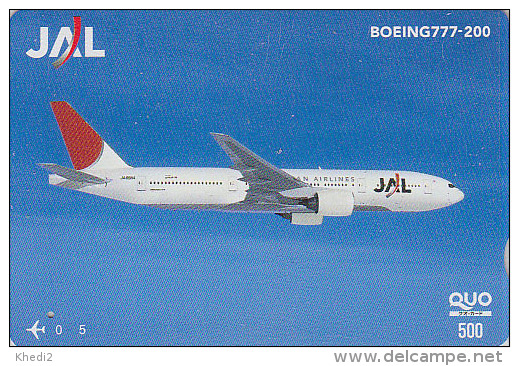 Carte Prépayée JAPON - AVION - BOEING 777 / JAL - Airplane Airline JAPAN Prepaid Card - Flugzeug Quo Karte - 802 - Vliegtuigen