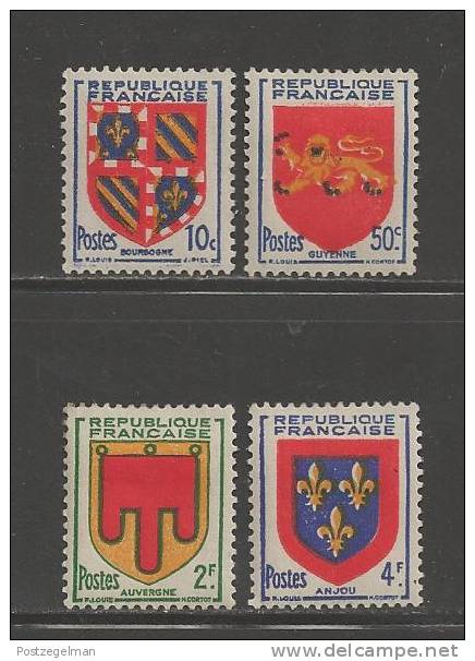 FRANCE 1949 Mint Hinged Stamp(s) Coat Of Provincial Arms 4 Values Only Nrs. 846-850 - Unused Stamps