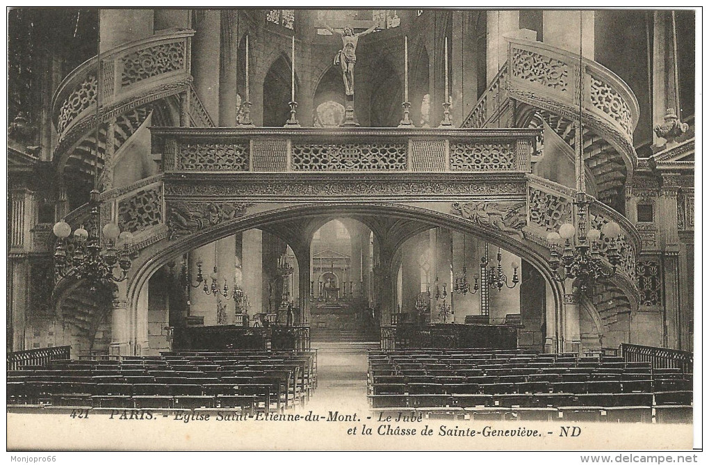 CPA Du Temps Jadis De Paris (V ème Arrts) – Eglise Saint Etienne Du Mont – Le Jubé Et La Châsse De Sainte Geneviève - Eglises