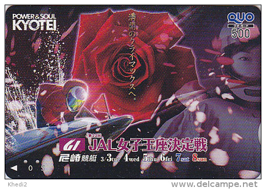 Carte Prépayée Japon - AVIATION - JAL  - Sport Motor Boat Race  & ROSE- Japan Prepaid Card Quo Karte - Avion 812 - Flugzeuge