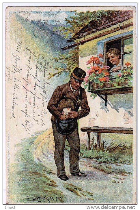 AK KÜNSTLERKARTE MÄDCHEN SIGNIERT KARTE: E.DÖCKER  JUN. .ASICHTSKARTEN 1900 LITHO KARTEN - Döcker, E.