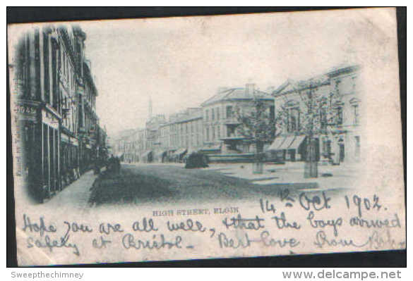 HIGH STREET ELGIN EARLY UNDIVIDED BACK USED 1902 TO W BROWNE RADBOURNE VILLA PORTER ROAD DERBY SENT FROM ELGIN - Moray