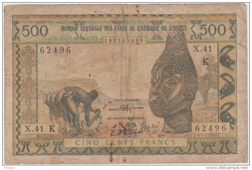 AFRIQUE  DE L OUEST  500F   BANKNOTE  FINE  Ref  681 - Suráfrica