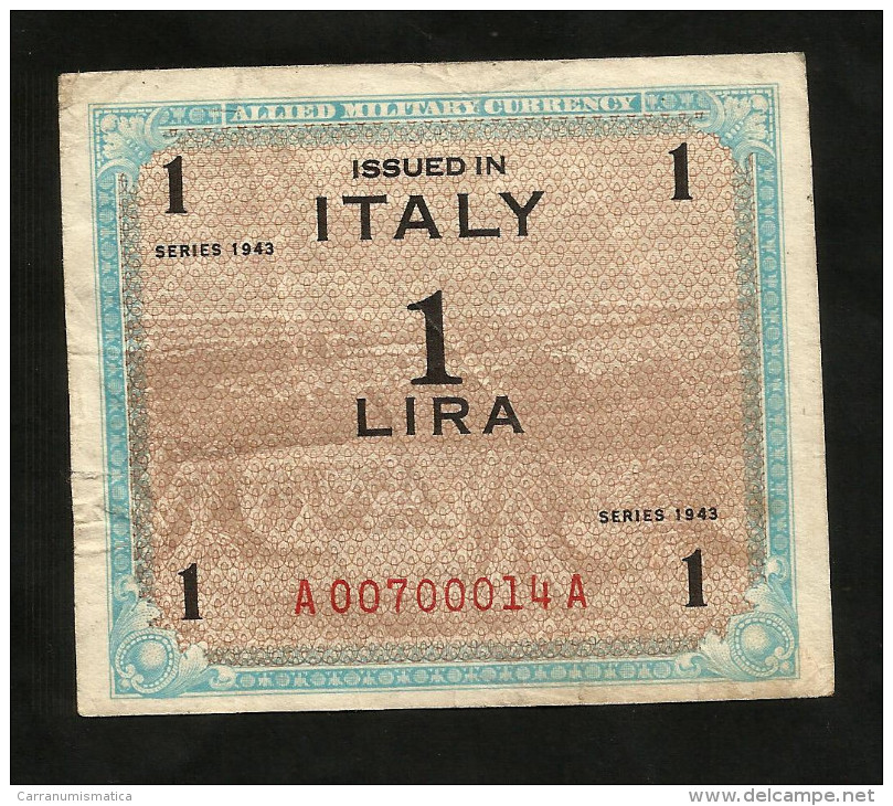 ITALIA 1 Lira - ALLIED MILITARY CURRENCY - 1943 (ITALIANO) - Occupazione Alleata Seconda Guerra Mondiale