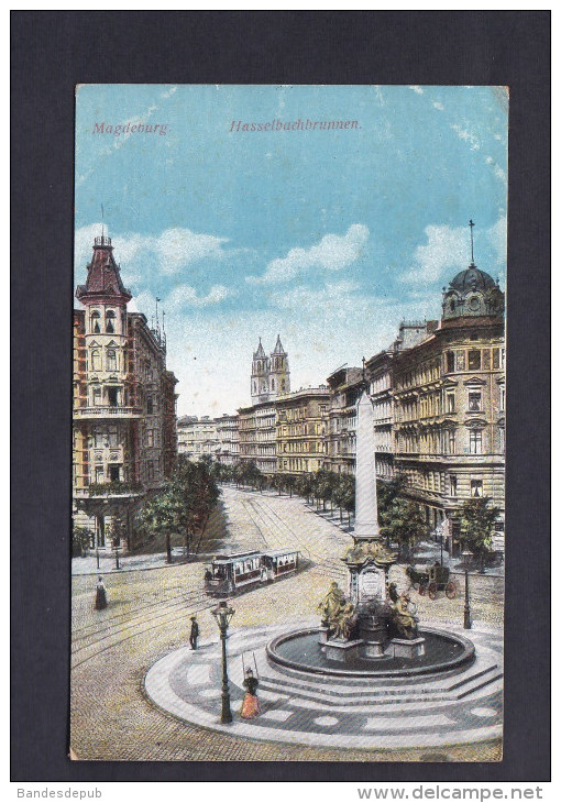 AK - Magdeburg - Hasselbachbrunnen ( Guerre 1914-1918   Cachet Hopital Militaire Feldpost) - Magdeburg