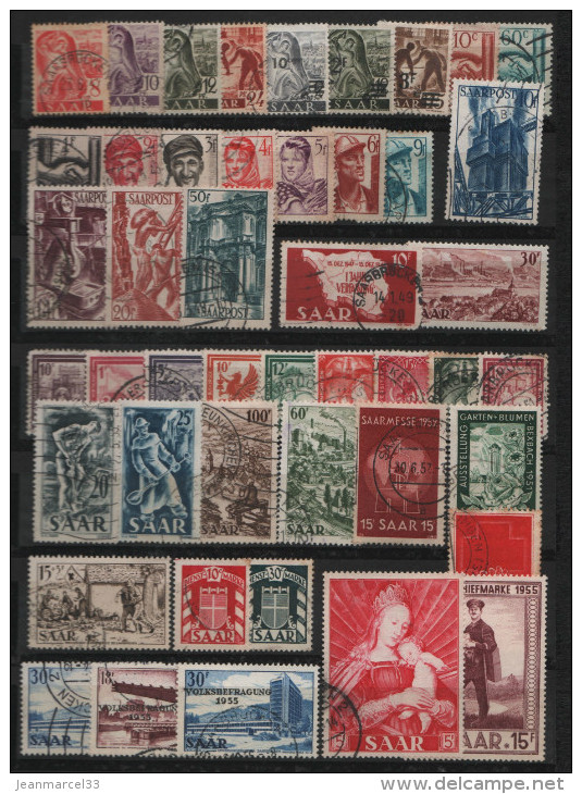 Sarre 98 Timbres Oblitérés Différents Avec Quelques Variétés De Couleur De La 2 ème Période 1947-1959 - Oblitérés