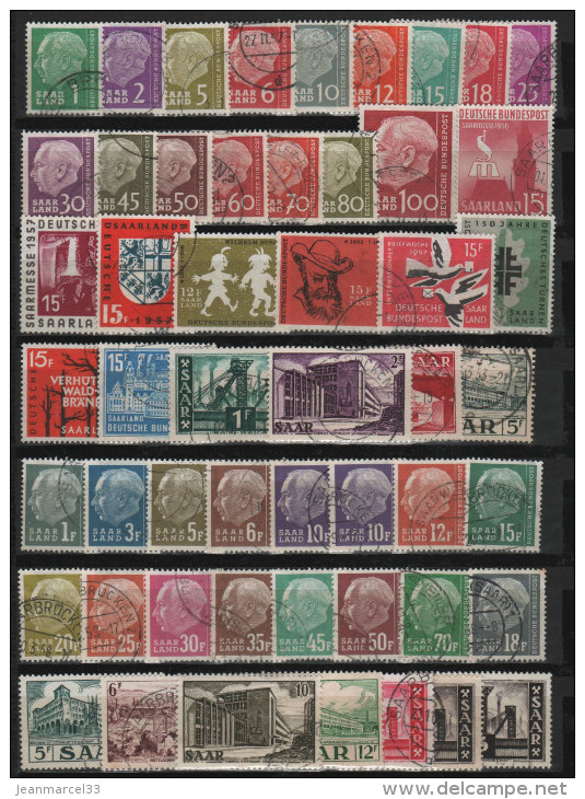 Sarre 98 Timbres Oblitérés Différents Avec Quelques Variétés De Couleur De La 2 ème Période 1947-1959 - Oblitérés