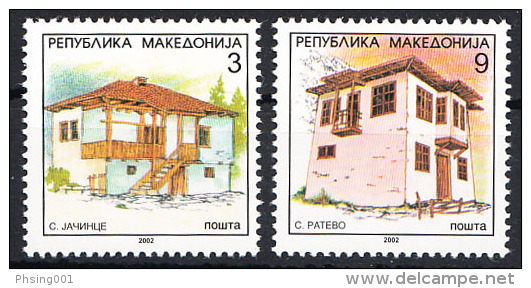 Macedonia 2002 Architecture, Village Houses In Jacince And Ratevo, Definitive Set MNH - Nordmazedonien