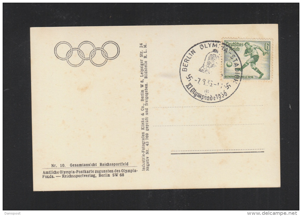 Olympia 1936 AK Gesamtansicht Reichssportfeld Sonderstempel - Olympic Games