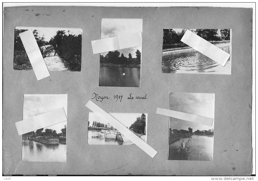 Noyon 1917 Le Canal Les Pénichesla Baignade Soldats Avec Charette 8ème Génie Radio Télégraphistes 6 Photos 14-18  Ww1 - Guerre, Militaire