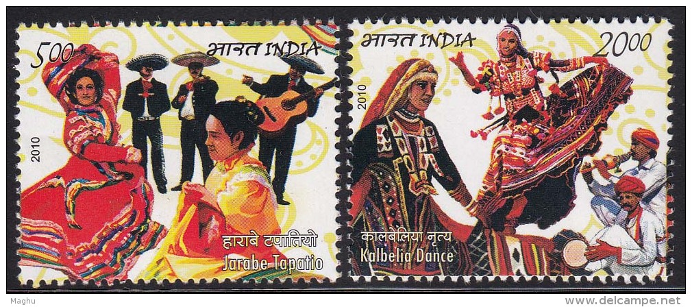 India MNH 2010, Set Of 2, Indo Mexico Joint Issue, Dance, Music, Culture, Costume - Neufs