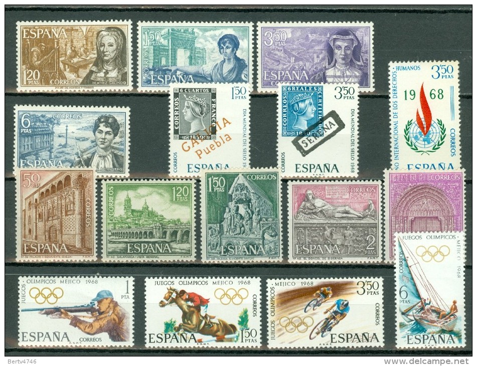 Spanje 1968 Yv 1517/20**, 1521/22**, 1533**, 1535/39**, 1545/48**  MNH - Neufs