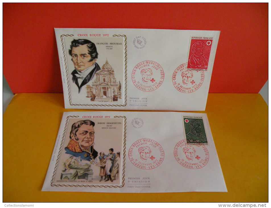 FDC - Croix Rouge, Broussais/Desgenettes - 70 Luxeuil Les Bains - 16.12.1972 - 1er Jour- Coté 6 € Lot 2 FDC - 1970-1979