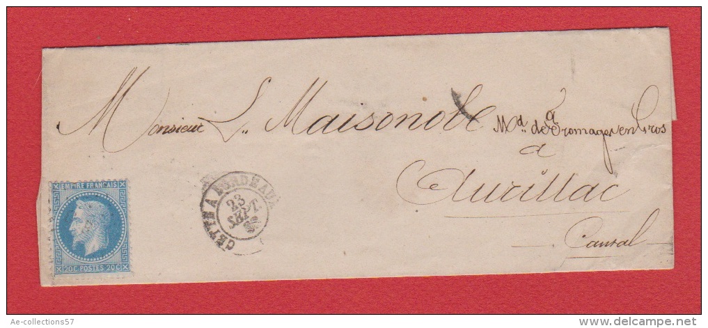 Plis //  De Bordeaux  //  Pour Aurillac  // - 1849-1876: Classic Period