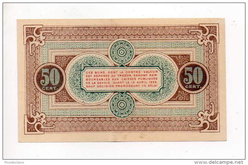 Billet Chambre De Commerce Chambery - 50 Cts - 12 Avril 1920 - Série AC 178 - Sans Filigrane - Chambre De Commerce