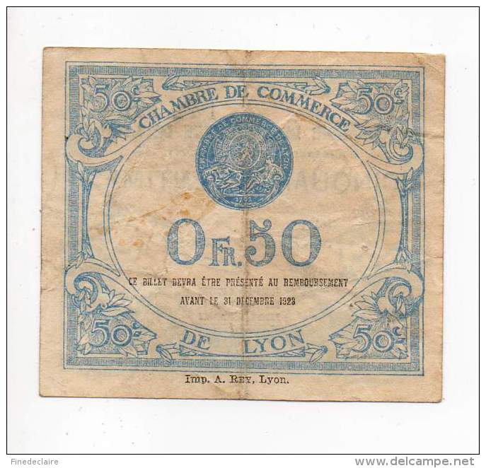 Billet Chambre De Commerce Lyon - 50 Cts - 29 Juillet 1920 - 21° Série - Sans Filigrane - Chambre De Commerce