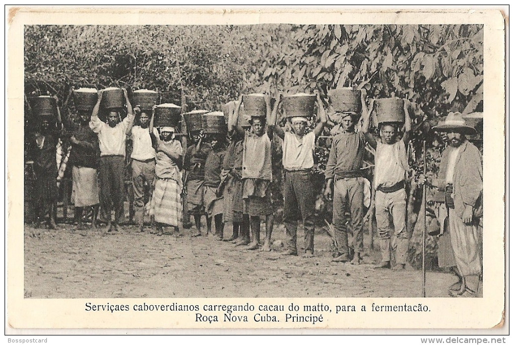 São Tomé E Princípe - Serviçais Caboverdianos Carregando Cacau Na Roça Nova Cuba - Ethnique - Ethnic - Costumes - Mœurs - São Tomé Und Príncipe