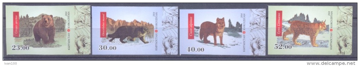 2014. Kyrgyzstan, Red Book, Animals, 4v IMPERFORATED, Mint/** - Kirghizistan