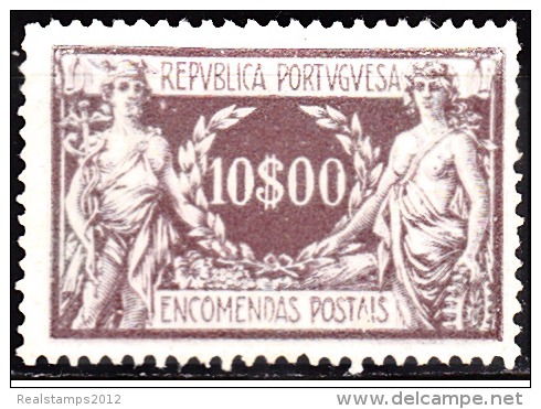 PORTUGAL - (ENCOMENDAS POSTAIS) - 1920-1922,   Comércio E Indústria.   10$00  Pap. Lustrado  (*) MNG   MUNDIFIL  Nº 17 - Nuovi