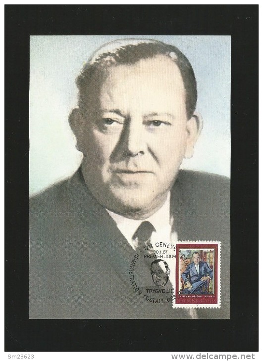 Vereinigte Nationen 1987 , Secretaire General Trygve Lie - Maximum Card - 30.1.1987 - - Cartes-maximum