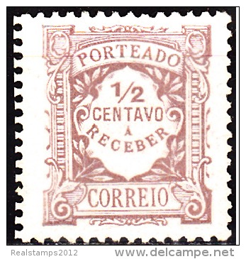 PORTUGAL-1915, (PORTEADO) Emissão Regular (tipo De 1904) Valor Em Centavos.  1/2 C. Pap. Porc.  (*) MNG  MUNDIFIL  Nº 21 - Unused Stamps