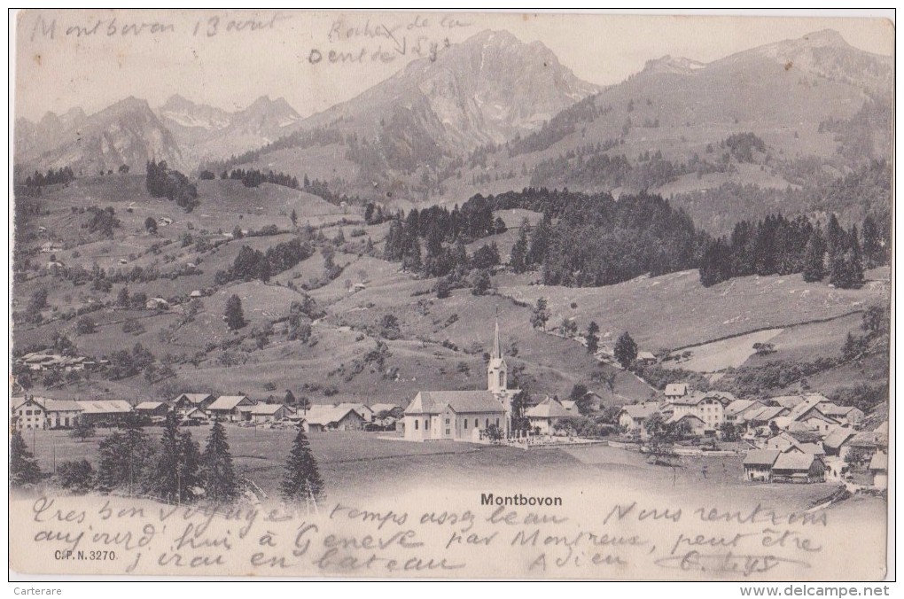 Suisse,schweiz,svizzera,h Elvetia,swiss,switzerland ,1906,MONTBOVON,haut Intyamon,fribourg,gruyère ,village - Fribourg