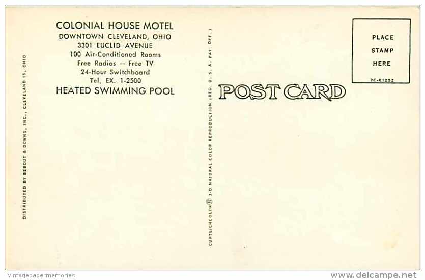 236789-Ohio, Cleveland, Colonial House Motel, Euclid Avenue, Curteichcolor No 7C-K1252 - Cleveland