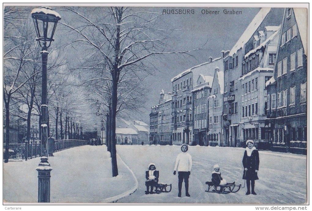 ALLEMAGNE,GERMANY,DEUTSCH LAND,BAVIERE,AUGSBURG,AUG SBOURG EN 1911,Souabe,luge,oberer Graben,glace,neige - Augsburg