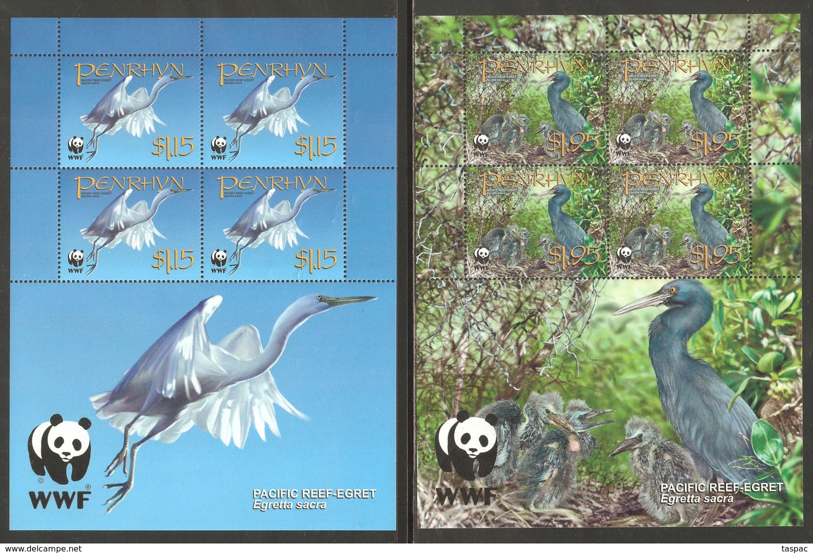 Penrhyn 2008 Mi# 611-614 Kleinbogen (4) ** MNH - Birds / WWF - Penrhyn