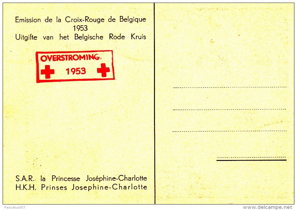 912 917 PC FDC Carte Souvenir  Overstromingen Inondations Croix-Rouge Joséphine Charlotte Princesse 14-3-1953 B Exposit - 1951-1960