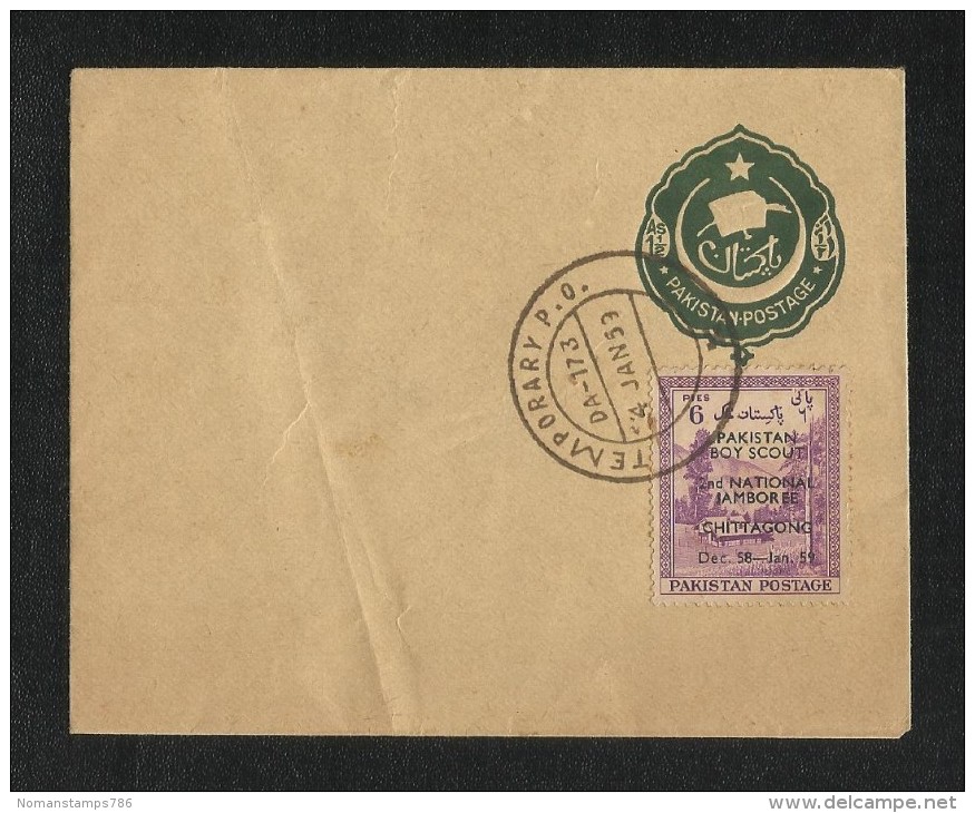 1959 Pakistan Boy Scout Chittagong Overprint Stamp On 1/12 As Envelope Special Used Cover - Pakistan