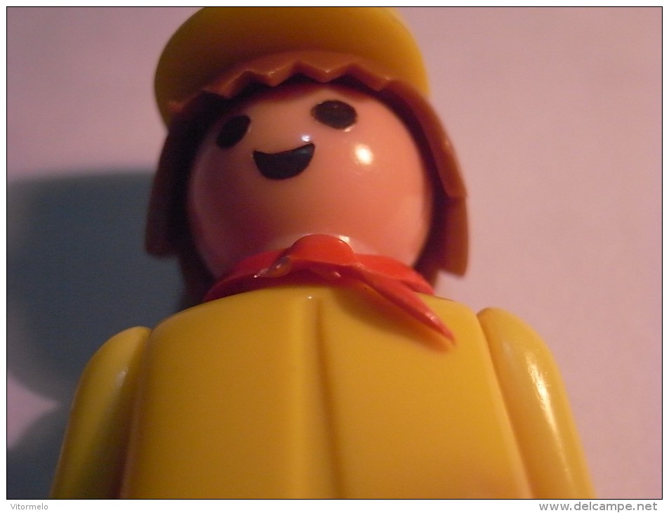1 FIGURINE FIGURE DOLL PUPPET DUMMY TOY IMAGE POUPÉE - MAN SERVICIO GRUA YELLOW PLAYMOBIL GEOBRA 1974 - Playmobil