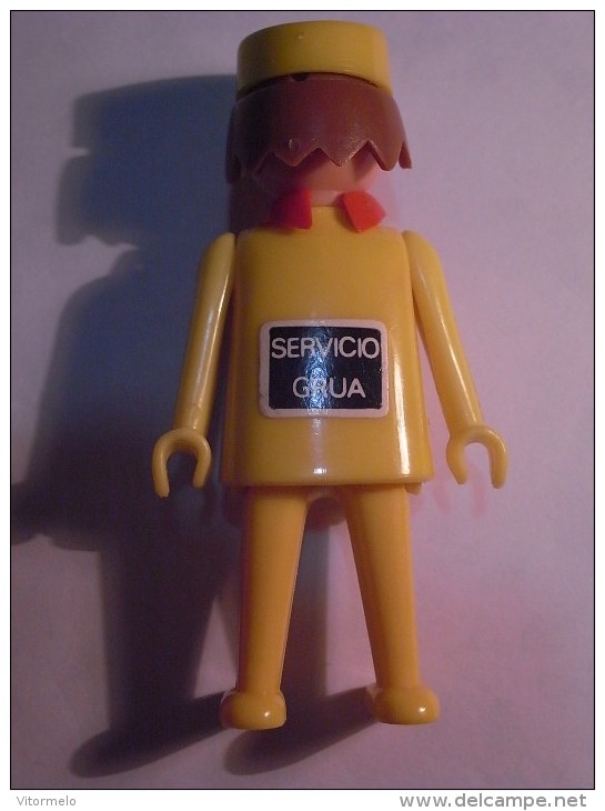 1 FIGURINE FIGURE DOLL PUPPET DUMMY TOY IMAGE POUPÉE - MAN SERVICIO GRUA YELLOW PLAYMOBIL GEOBRA 1974 - Playmobil